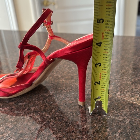 VALENTINO GARAVANI LADIES RED SILVER CRYSTAL HEEL SANDAL-9.5-WEDDING-PARTY-PROM - Picture 13 of 14